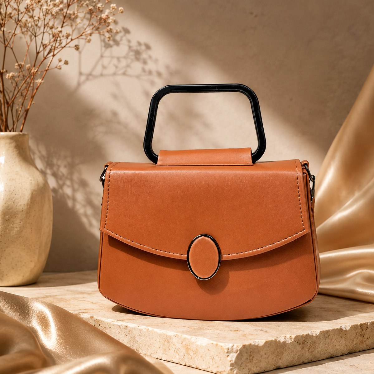 Elissa Premium Handle Bag – Tan Brown