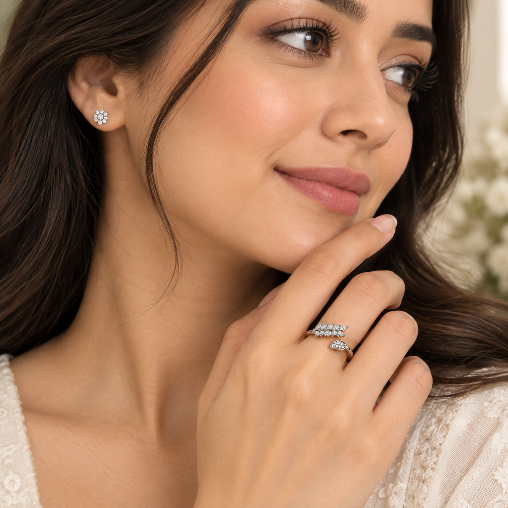 Elegant Botanical Open Ring