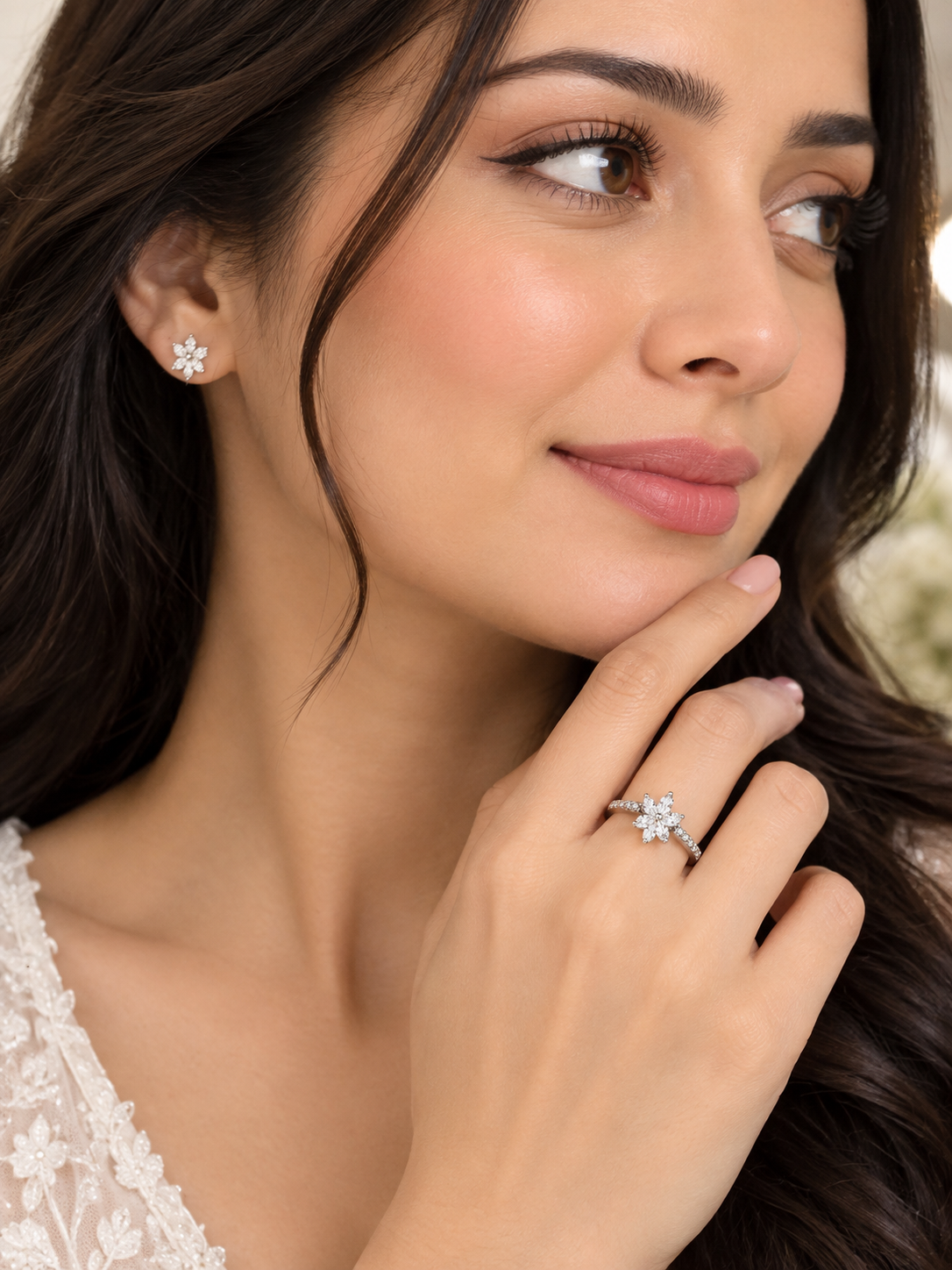 Floral Sparkle Statement Ring