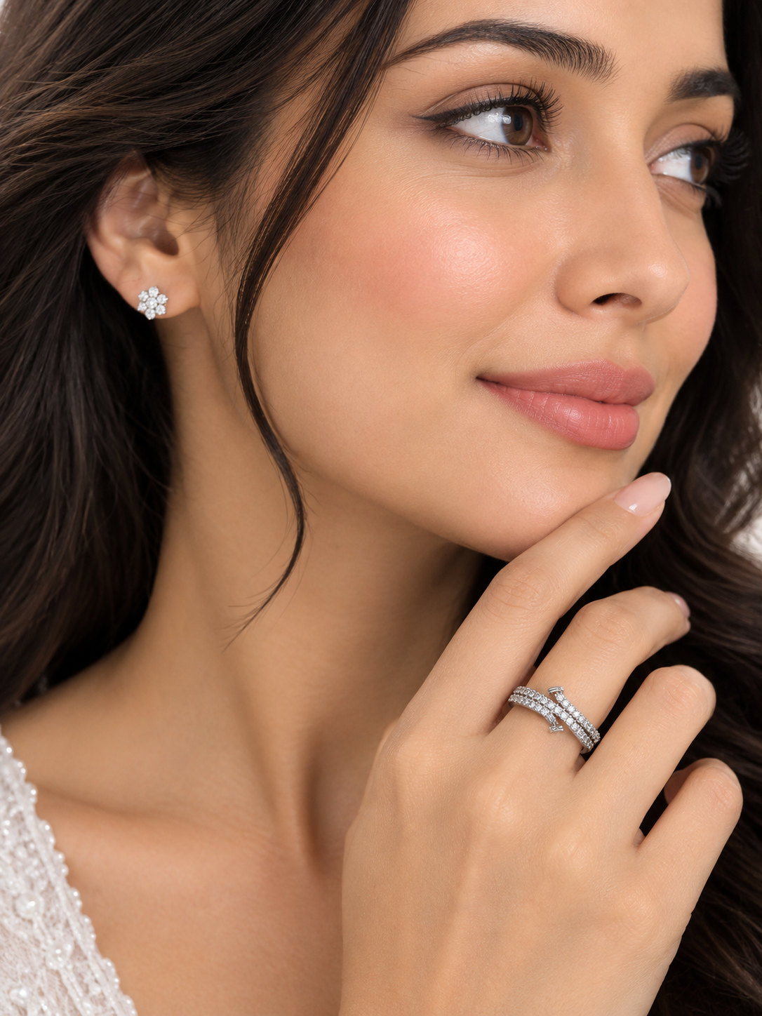 Double-Row Pavé Crossover Ring