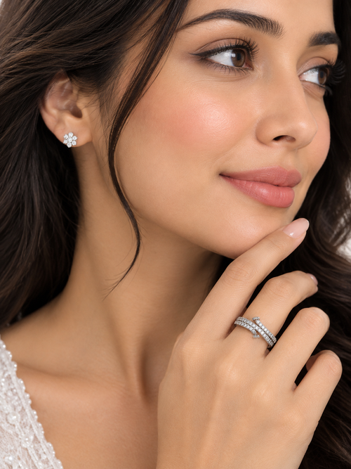Double-Row Pavé Crossover Ring