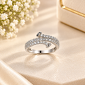 Double-Row Pavé Crossover Ring