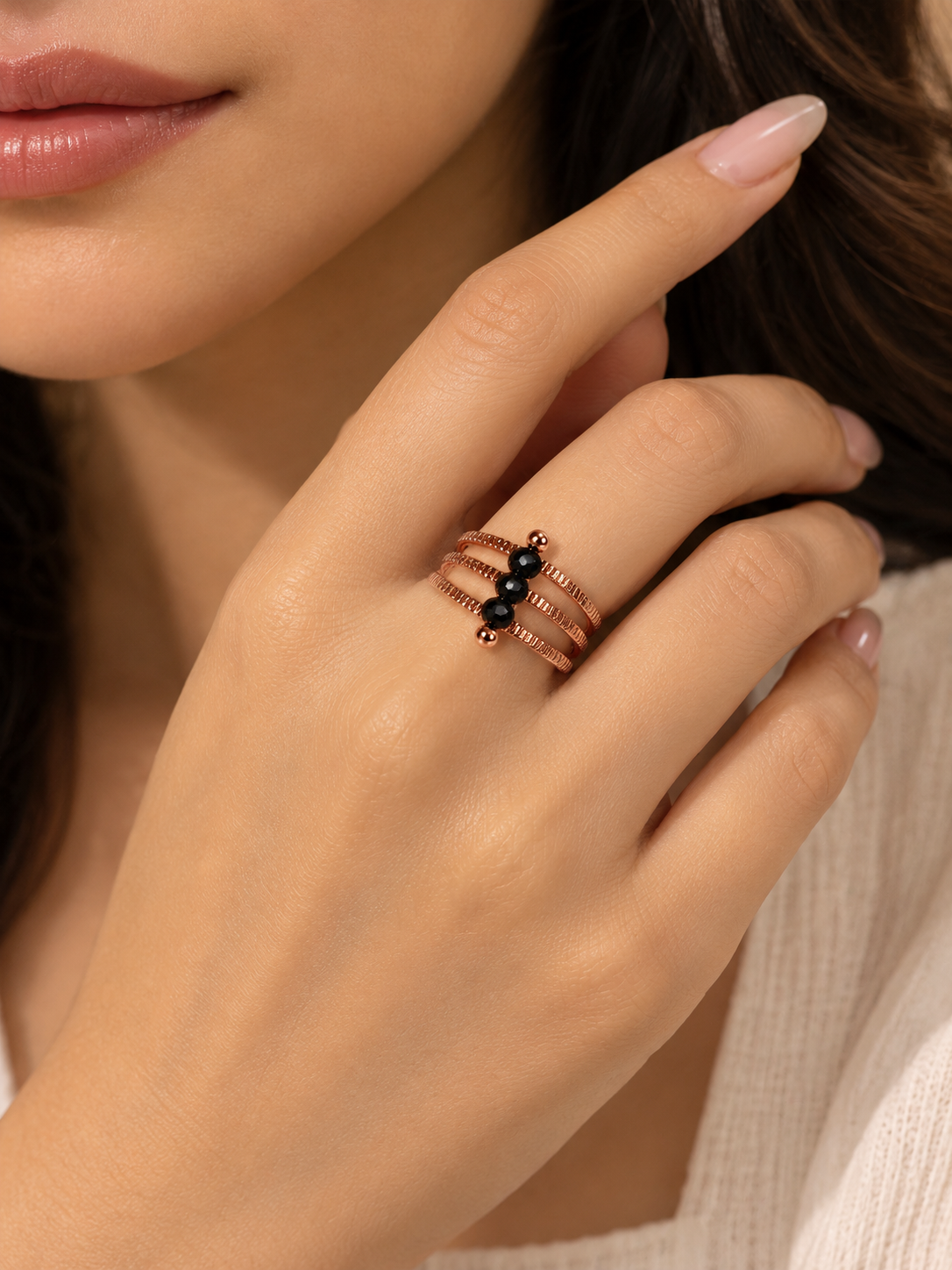 Midnight Rosegold Noir Ring