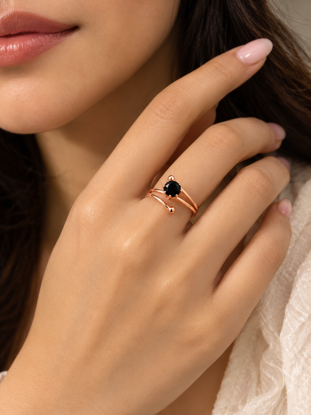 Noir Rose Halo Ring